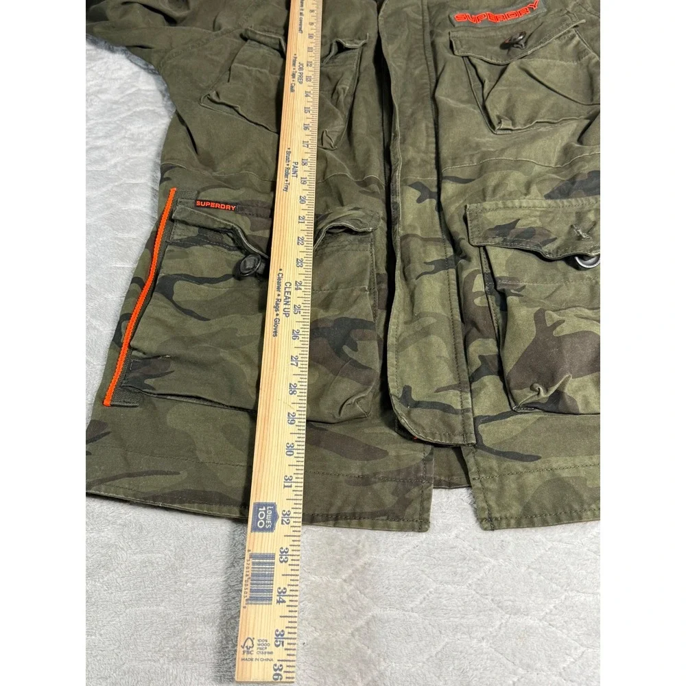 Superdry Rookie Edition Mens Camo Military Field Jacket Green Orange Hooded M